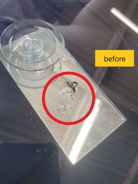 【リペア修理】フロントガラスの飛び石による傷の修理